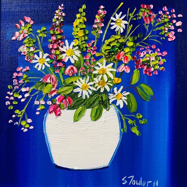 'Wildflowers in White Vase' by artist Sheila Fowler